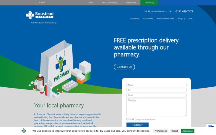 Screenshot of bousteadchemist.co.uk