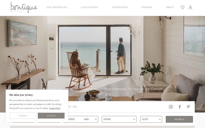 Screenshot of boutique-retreats.co.uk
