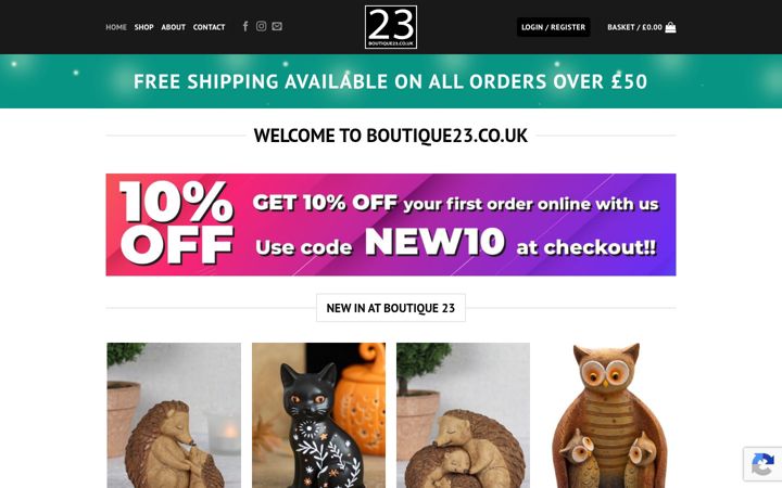 Ekrano kopija boutique23.co.uk