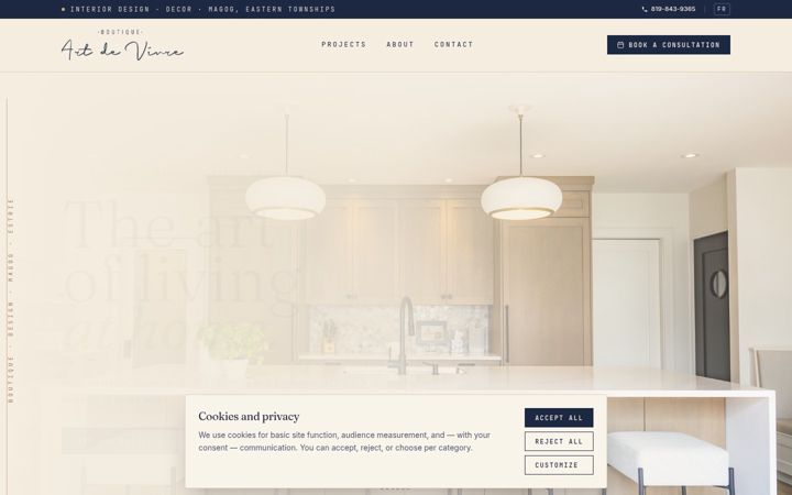 Screenshot of boutiqueartdevivre.ca