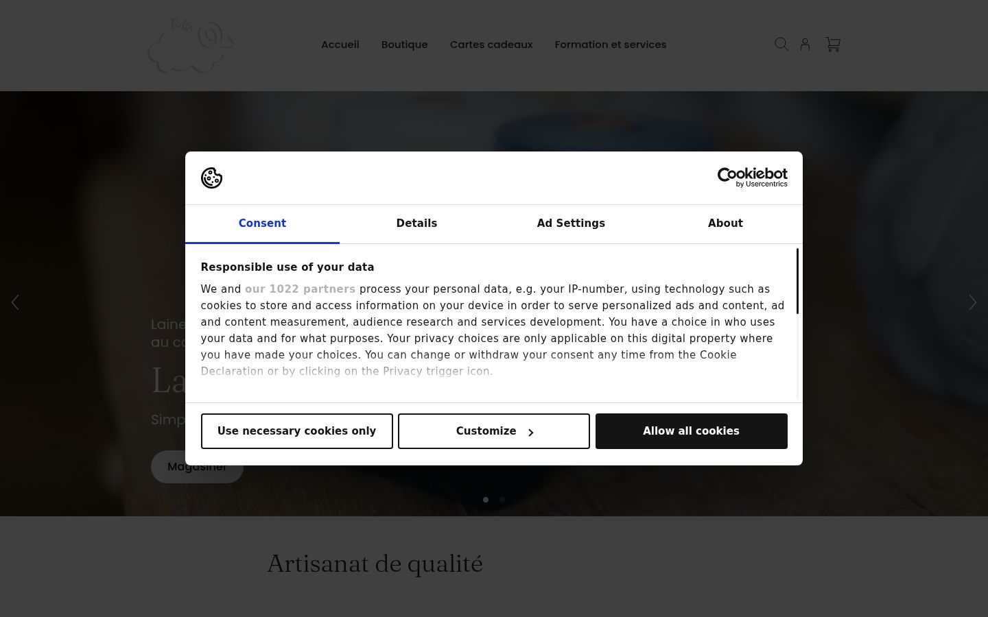 Screenshot of the consent banner shown before any interaction