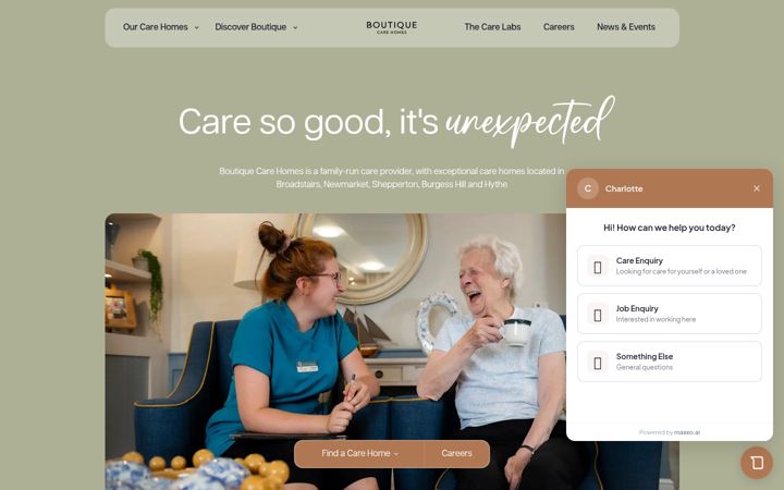 Screenshot of boutiquecarehomes.co.uk