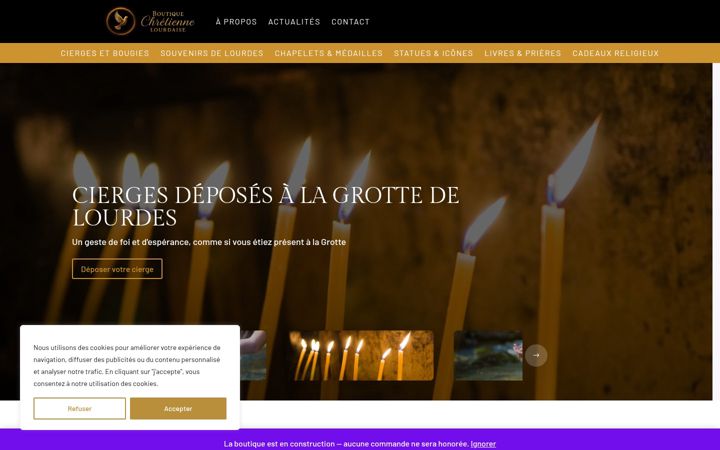 Screenshot of boutiquechretiennelourdaise.com