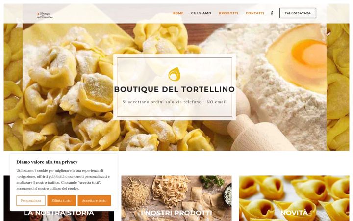 Екранна снимка на boutiquedeltortellino.it