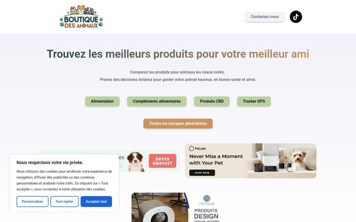 Screenshot of boutiquedesanimaux.fr
