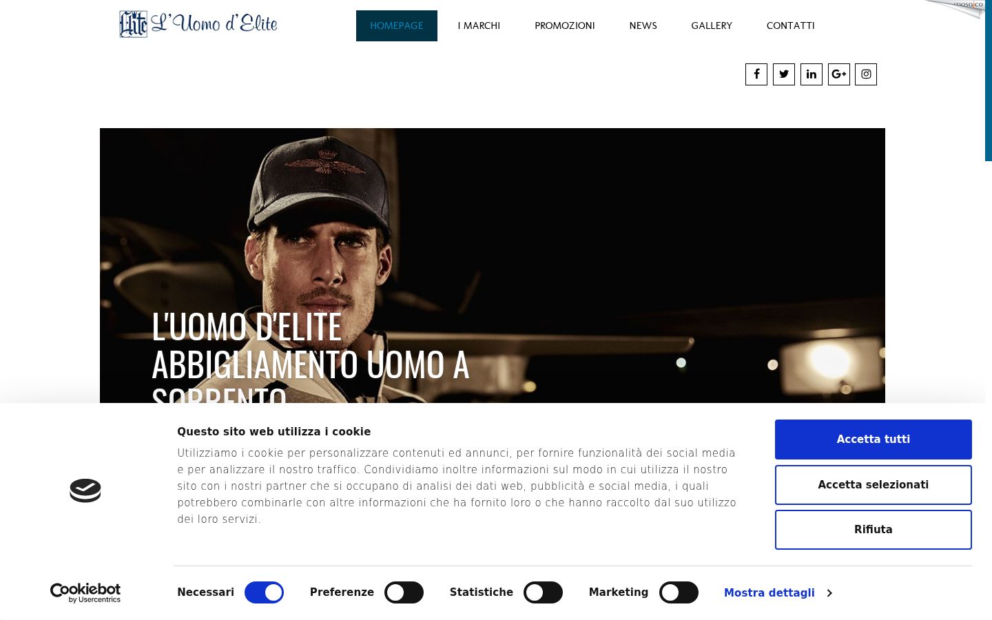 Screenshot del banner di consenso mostrato prima di qualsiasi interazione