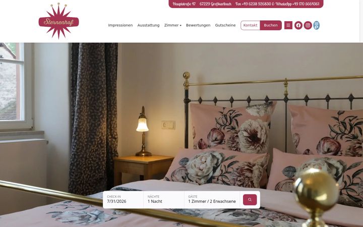 Screenshot of boutiquehotel-sternenhof.de