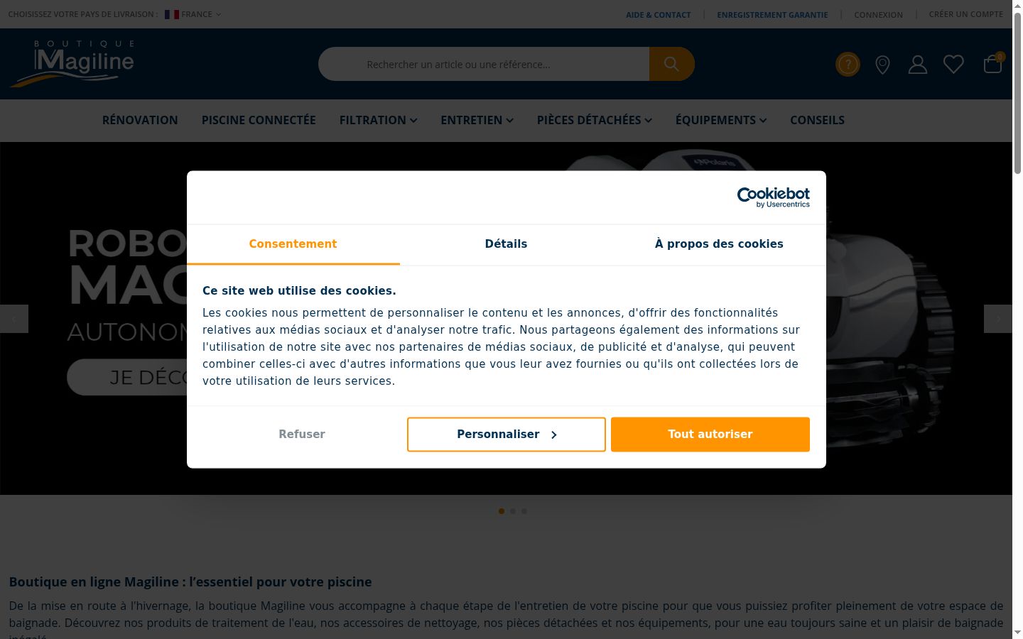Screenshot van de toestemmingsbanner zoals getoond vóór enige interactie