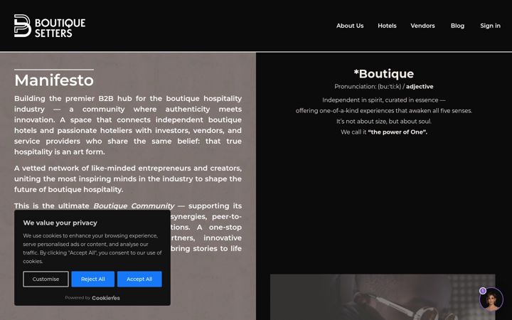 Screenshot of boutiquesetters.com