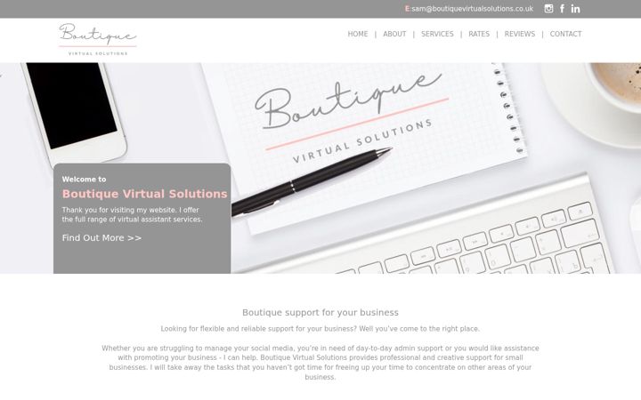 Screenshot of boutiquevirtualsolutions.co.uk