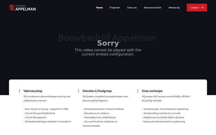 Screenshot stránky bouwbedrijfappelman.nl