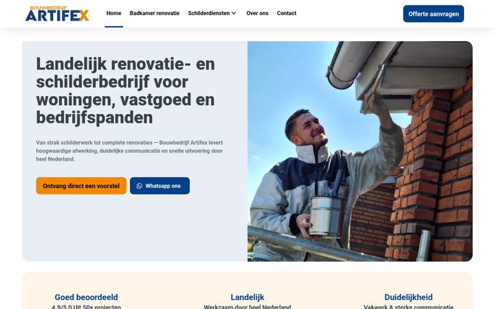 Screenshot of bouwbedrijfartifex.nl