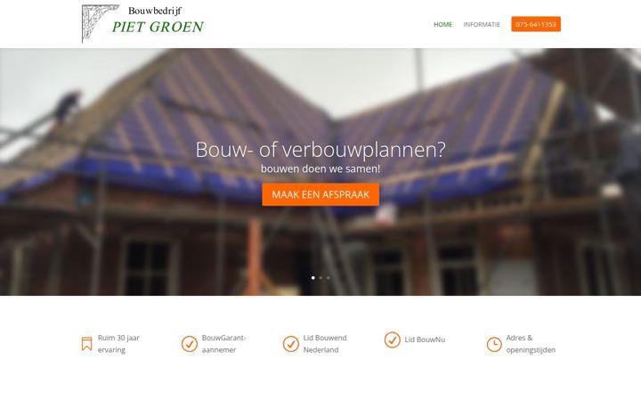 Screenshot of bouwbedrijfpietgroen.nl