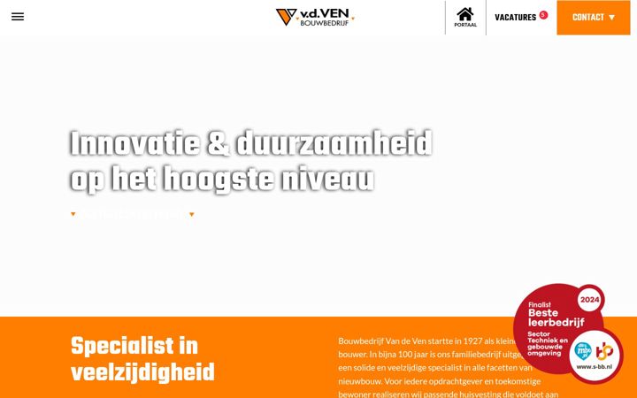 Captura de pantalla de bouwbedrijfvandeven.nl