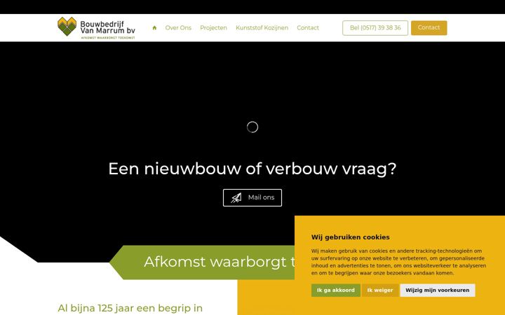 Captura de pantalla de bouwbedrijfvanmarrum.nl
