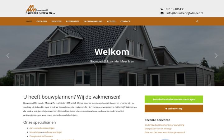 Skjámynd af bouwbedrijfvdmeer.nl