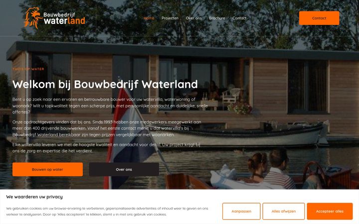 Captura de pantalla de bouwbedrijfwaterland.nl