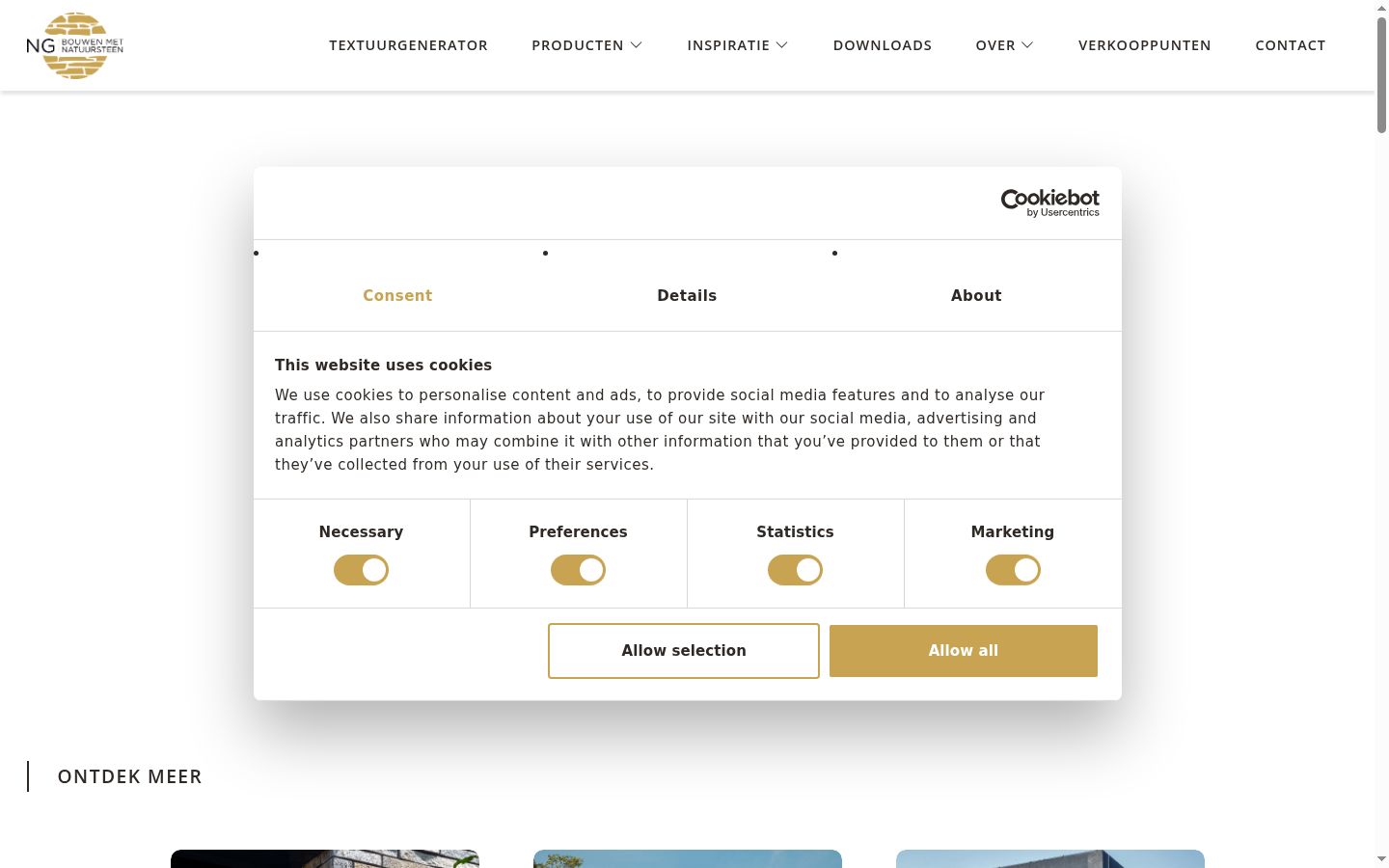 Screenshot of the consent banner shown before any interaction