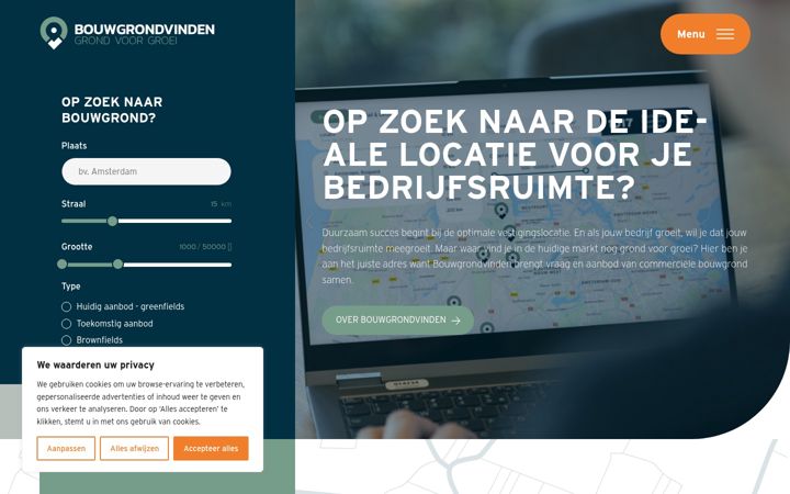 Skjermbilde av bouwgrondvinden.nl