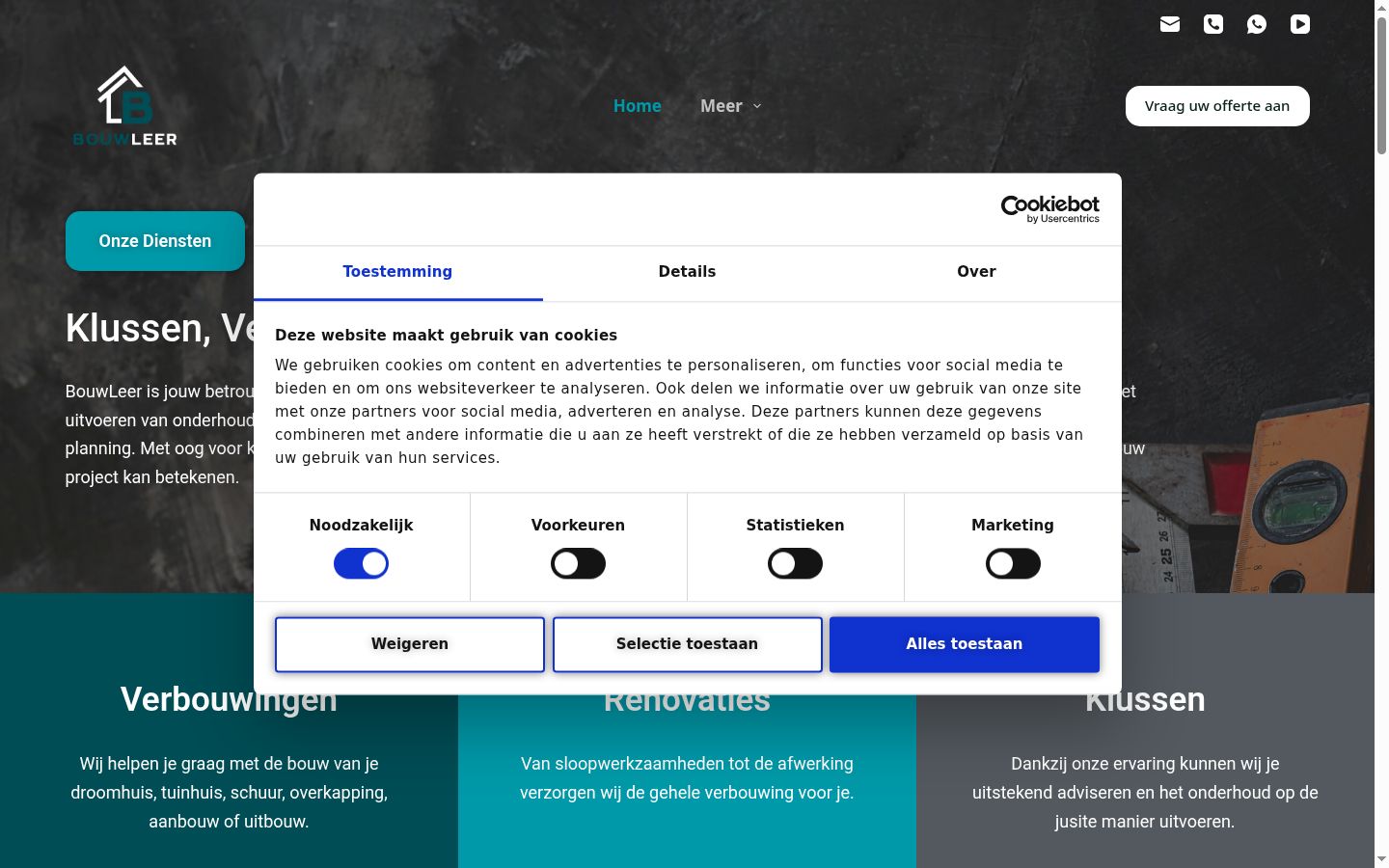 Screenshot del banner di consenso mostrato prima di qualsiasi interazione