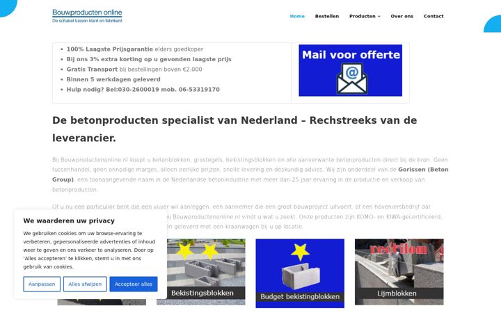 Skärmbild av bouwproductenonline.nl