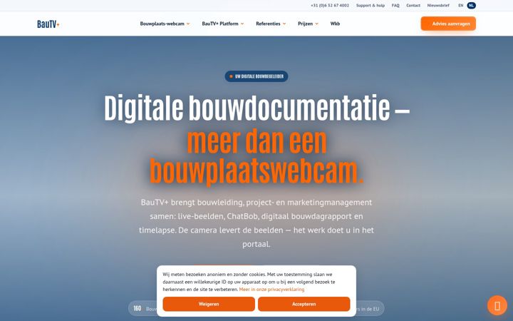 Screenshot of bouwtvplus.nl
