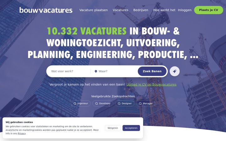 Screenshot of bouwvacatures.nl