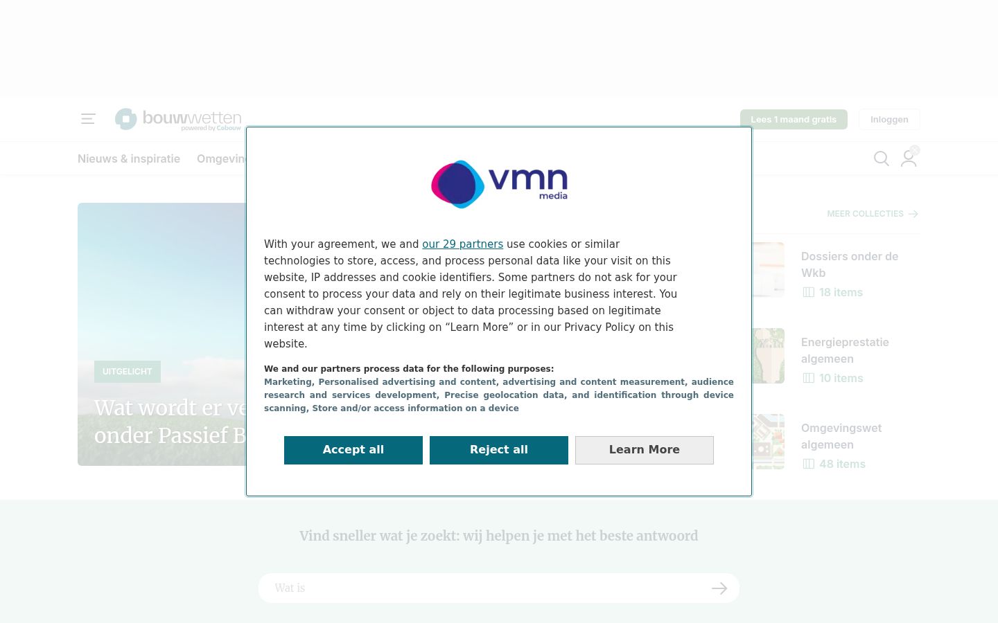 Screenshot del banner di consenso mostrato prima di qualsiasi interazione