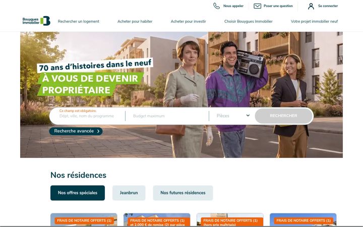 Ekraanipilt saidist bouygues-immobilier.com
