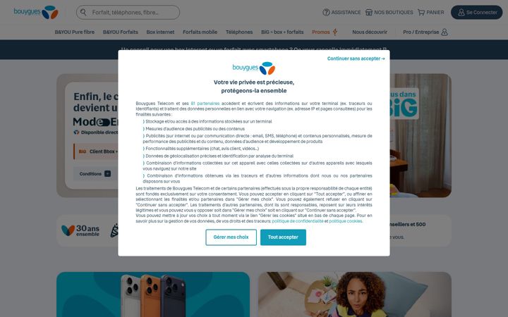 Skjermbilde av bouyguestelecom.com