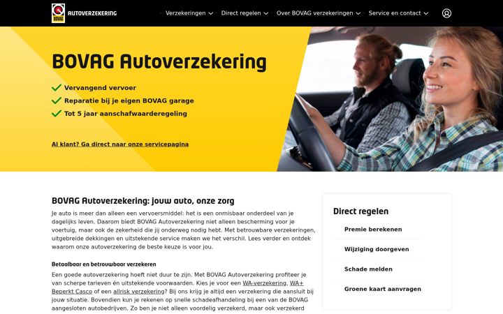 Ekrano kopija bovagautoverzekering.nl