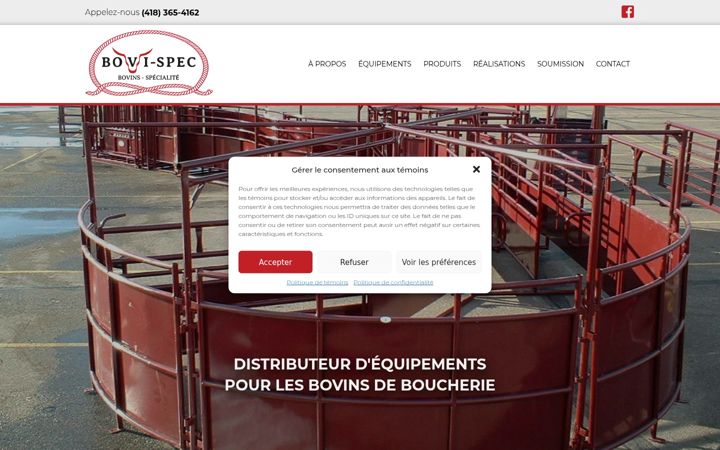 Screenshot of bovispec.ca