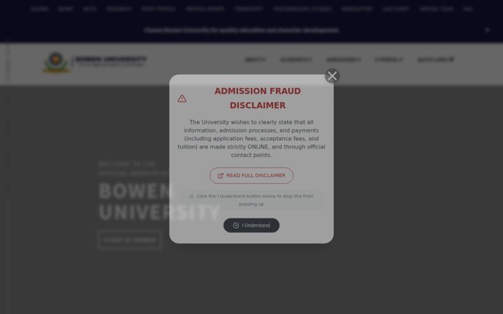Screenshot of bowen.edu.ng