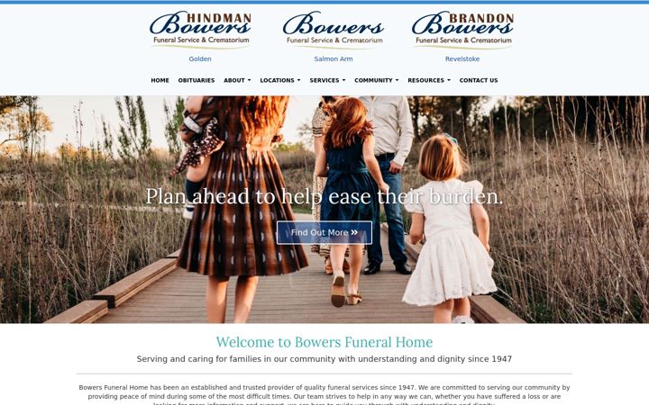 Screenshot of bowersfuneralservice.com