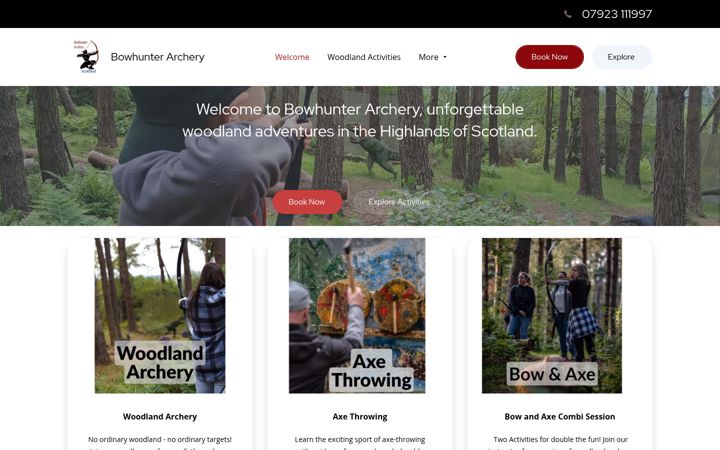 Skærmbillede af bowhunterarchery.co.uk