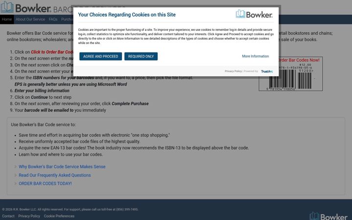 Screenshot of bowkerbarcode.com