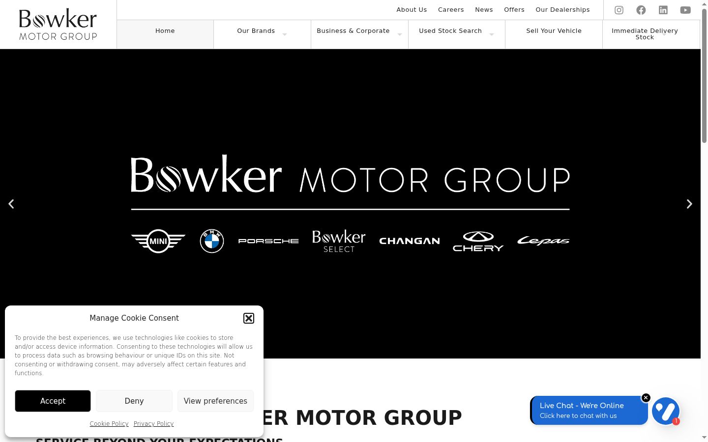 Screenshot del banner di consenso mostrato prima di qualsiasi interazione