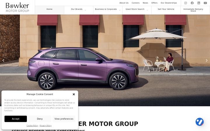 Snímek obrazovky bowkermotorgroup.co.uk