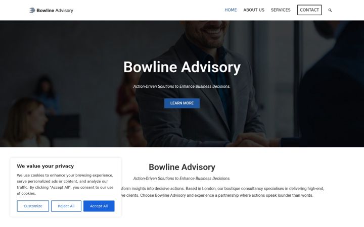 Screenshot of bowlineadvisory.com