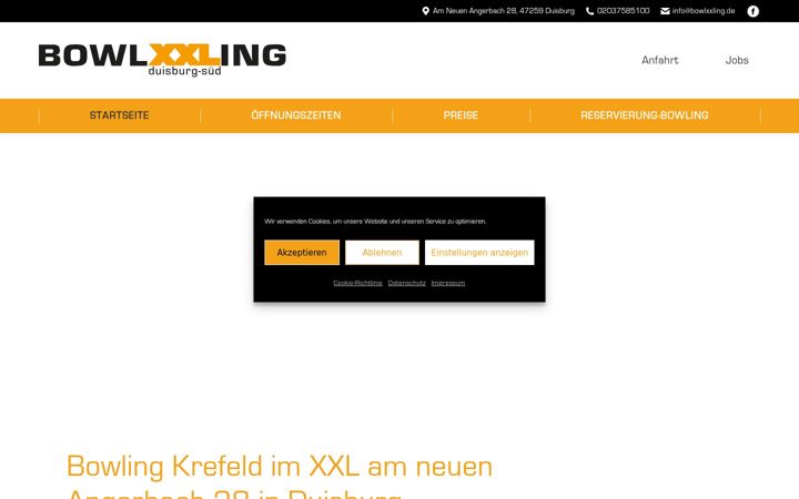 Screenshot of bowling-krefeld.de