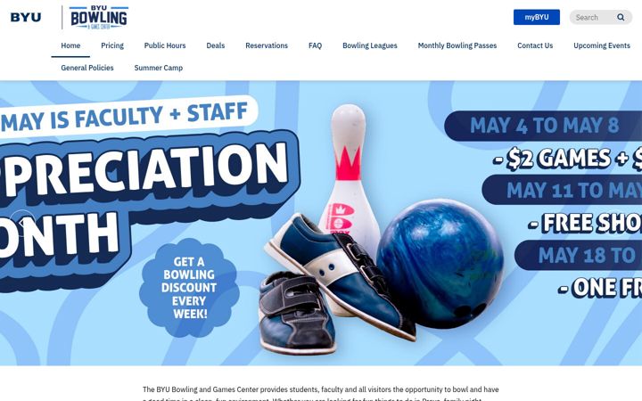 Екранна снимка на bowling.byu.edu