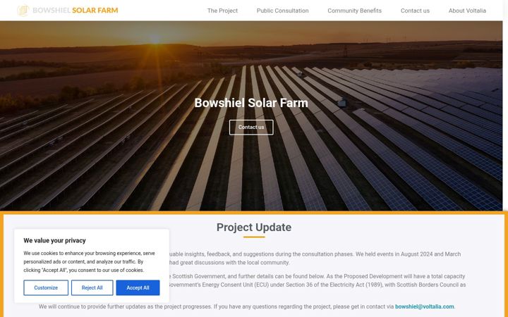 Screenshot ta' bowshielsolarfarm.co.uk