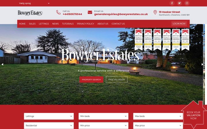 Screenshot ta' bowyerestates.co.uk