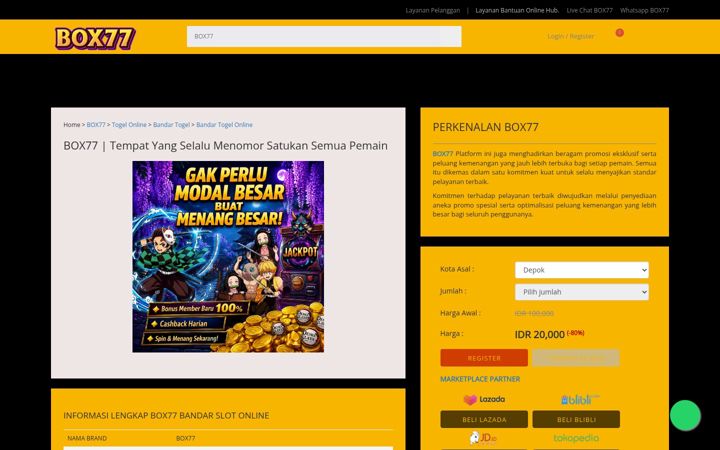 Screenshot of box-77.com