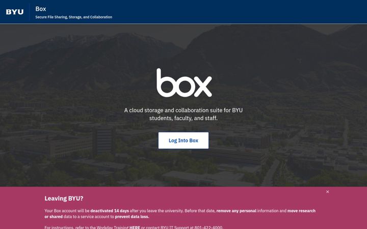 Screenshot of box.byu.edu