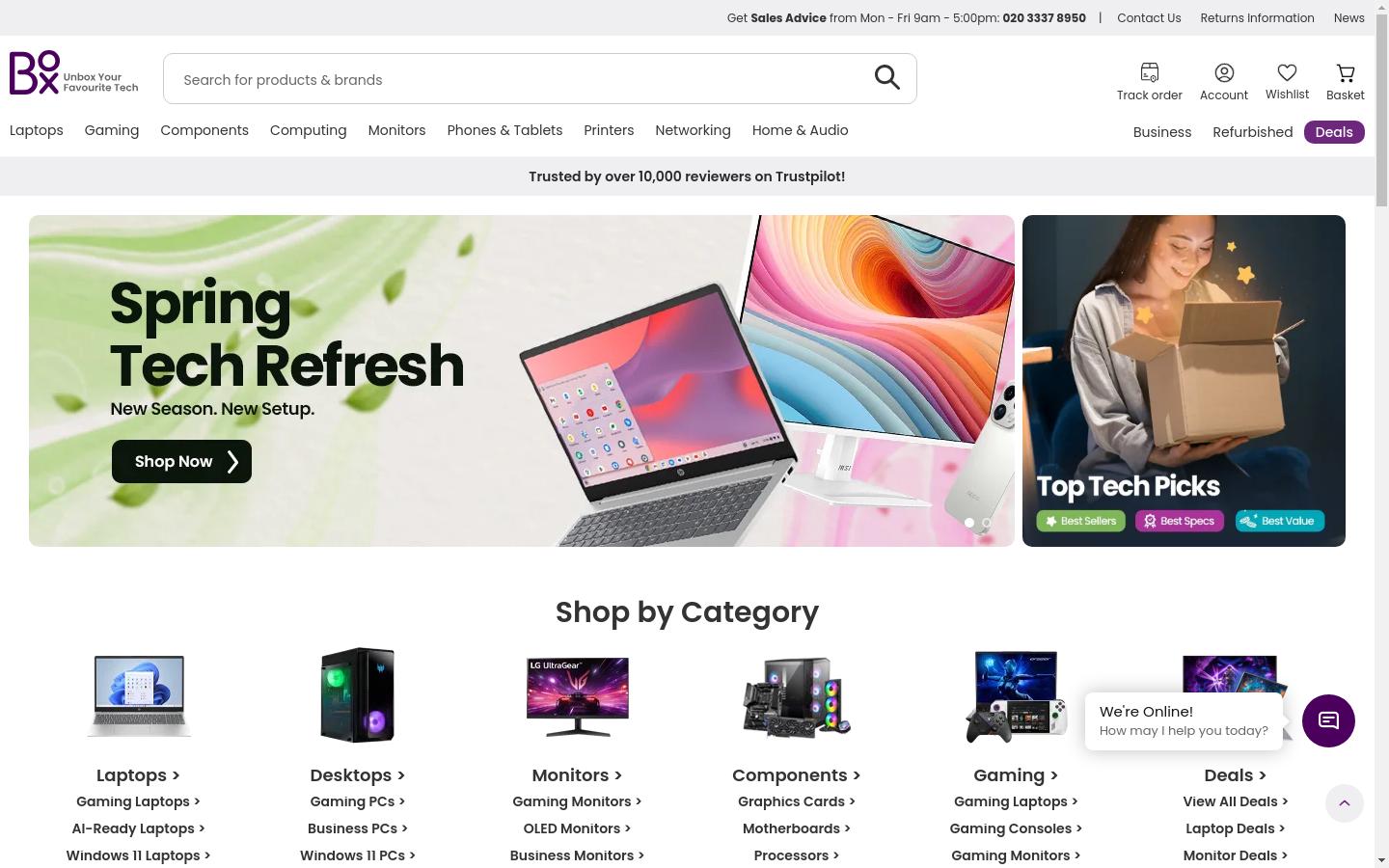 Screenshot of box.co.uk