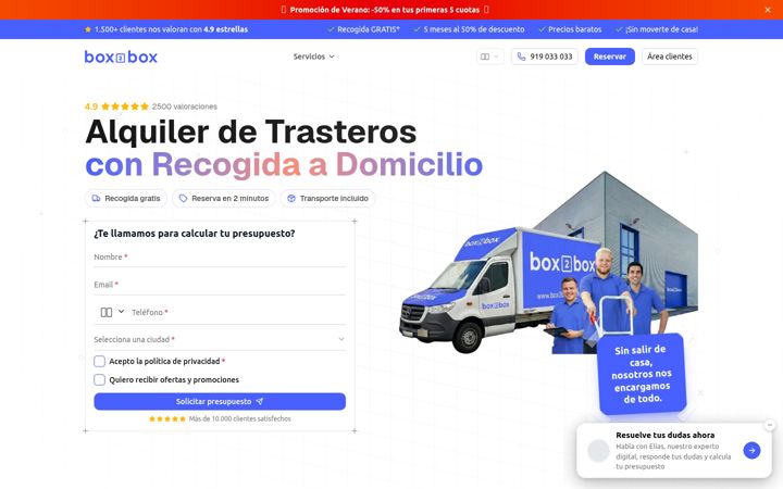 Screenshot of box2boxstorage.com