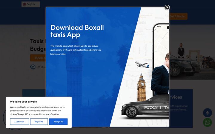 Screenshot of boxalltaxis.co.uk
