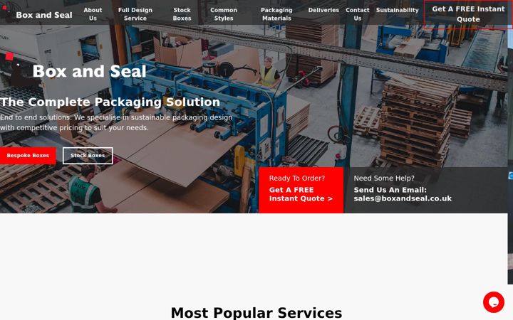 Screenshot of boxandseal.co.uk