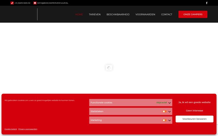 Screenshot of boxcamperverhuur.nl